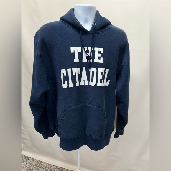 VINTAGE COTTON EXCHANGE THE CITADEL Men's Navy blue hoodie sweatshirt size XL. - Picture 8 of 12